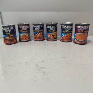 How about a little soup? This 6 pack of Progresso Soup “cans” are only 1” tall.